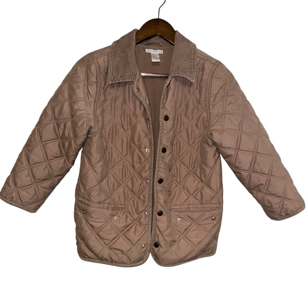JANIE AND JACK QUILTED BARN chore cost JACKET corduroy collar neutral size 7 - Picture 5 of 5